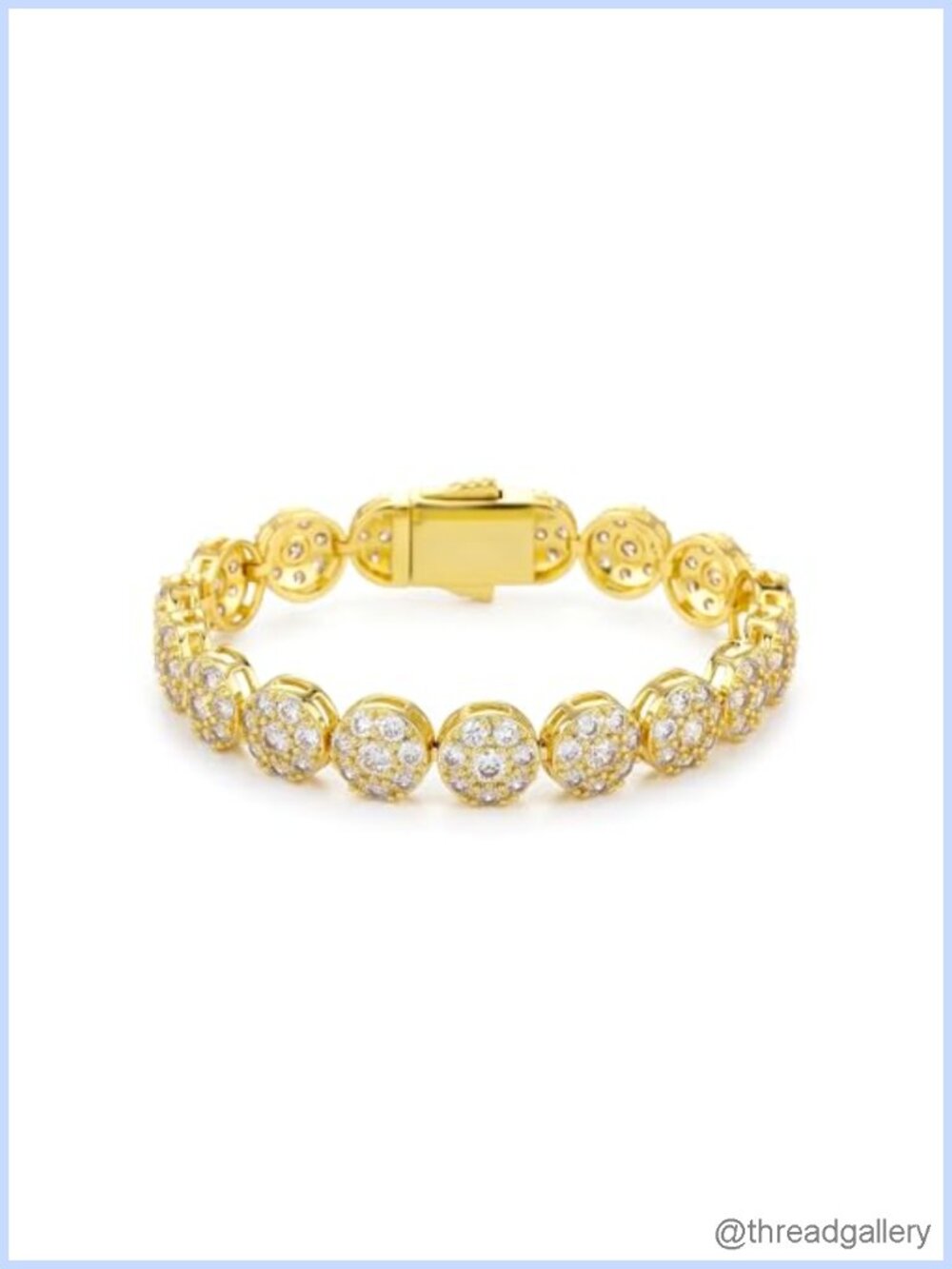 Iced Out Tennis Bracelet 10mm Cubic Zirconia Gold Plated Brass